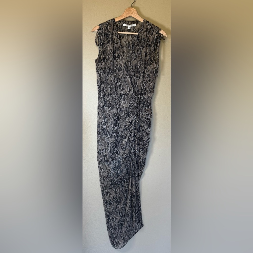 Veronica Beard Teagan Python Print Ruched Silk Dress Size 4 - Picture 2 of 12